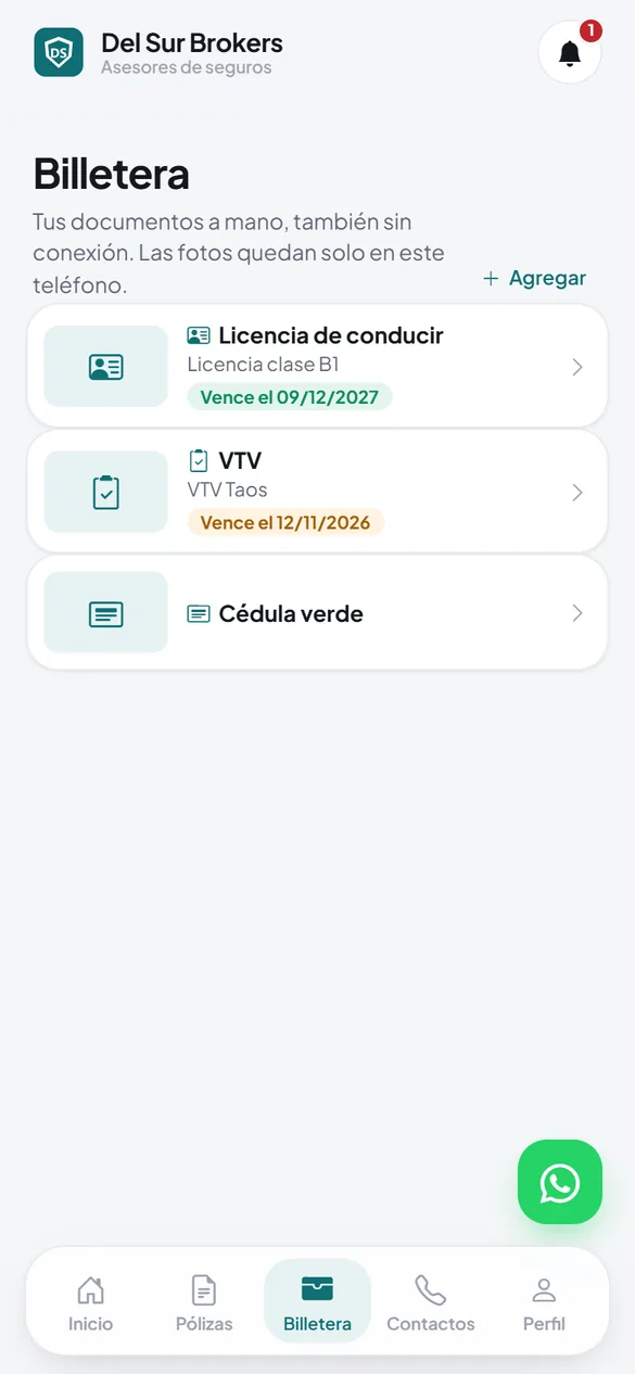 Billetera de documentos